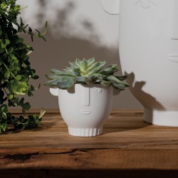 Cache-pot blanc Visage Rader - Cache pot moderne en porcelaine